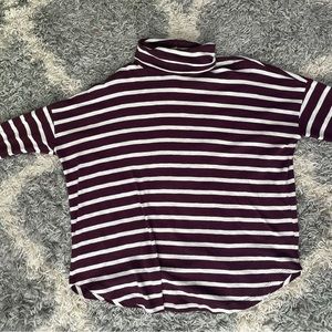 Burgundy turtle neck long sleeve striped
